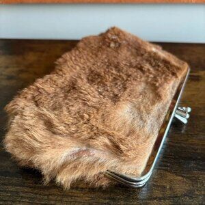 Vintage 1960s Genuine Kangaroo Fur Evening Bag Clutch 7 x 5
